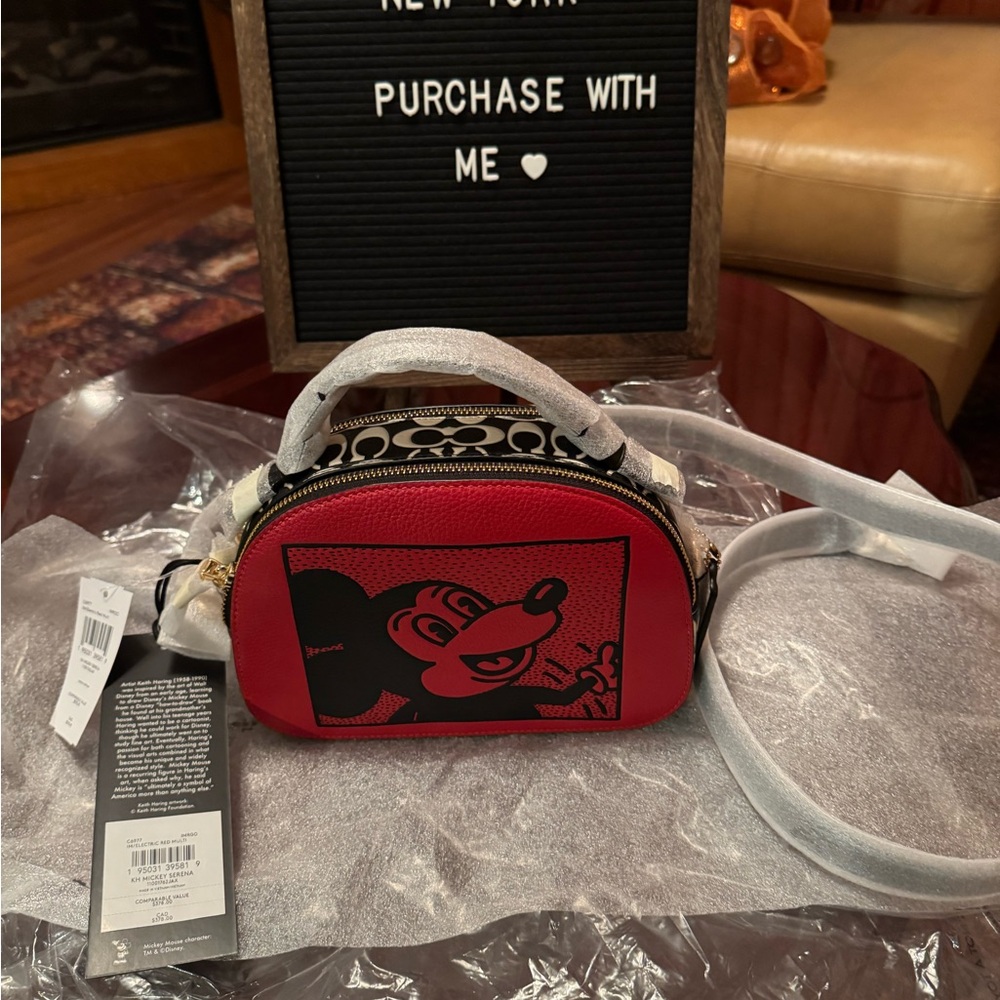 SOLD NEW Authentic Coach Disney Mickey Mouse X Keith Haring Serena Shoulder Bag